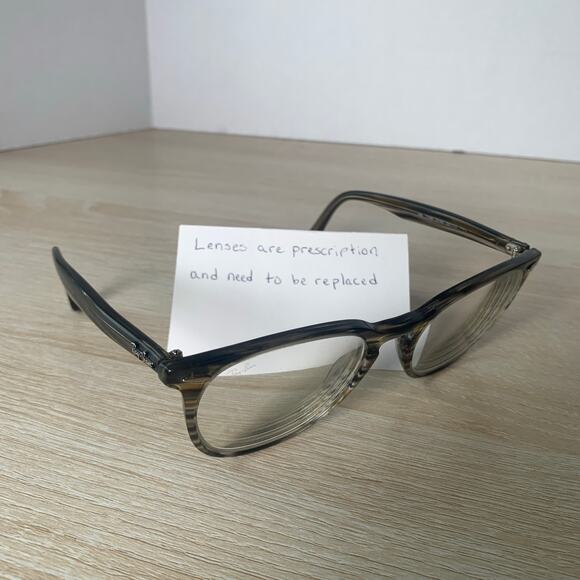 Ray-Ban RB7159 5749 Eyeglasses Polished Gray Striped Clear FRAMES READ 52-20-145 - Picture 1 of 10